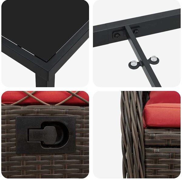 VidaXL Kert étkező szett 5 pcs Barna polirattan