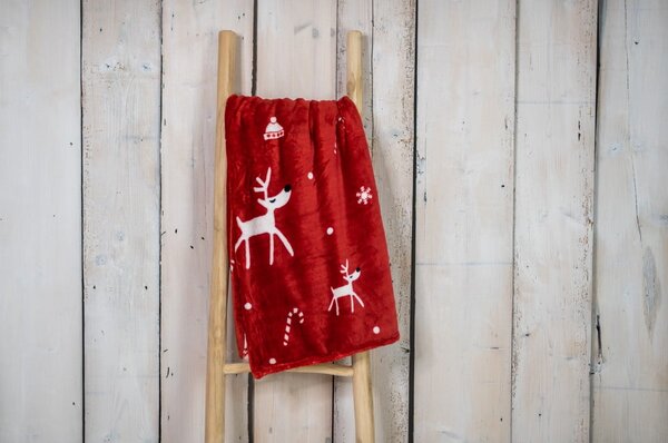 Piros karácsonyi mikroplüss takaró 200 x 150 cm Dasher - My House