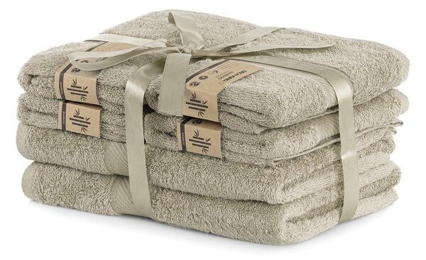 Bamby Beige szett 2 db bézs fürdőlepedővel és 4 db törölközővel - DecoKing