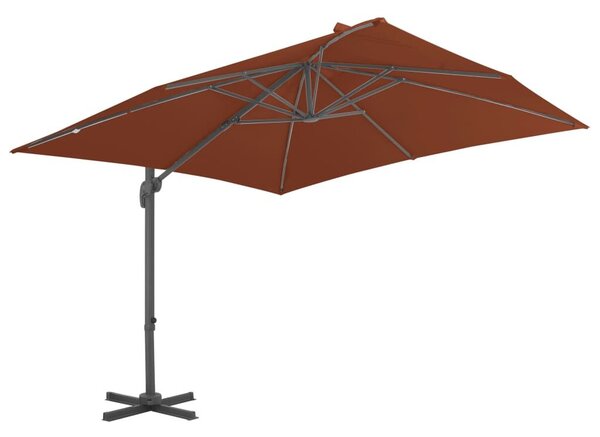 Terrakotta színű konzolos napernyő alumínium rúddal 400x300 cm