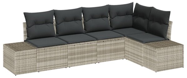 Kerti Kanapé Szett 5 Db Világosszürke Rattan