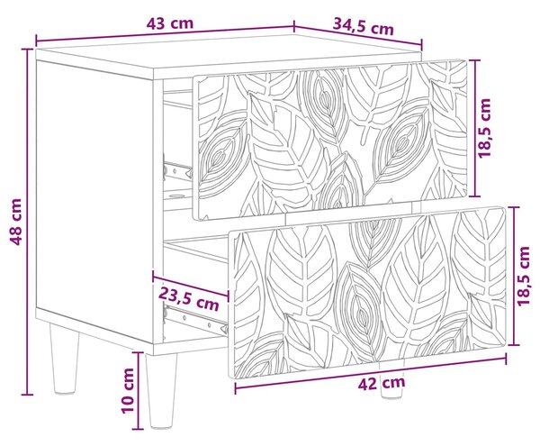 VidaXL Éjjeli asztal 2 pcs Magasfényű Fehér 43 x 34,5 x 48 cm