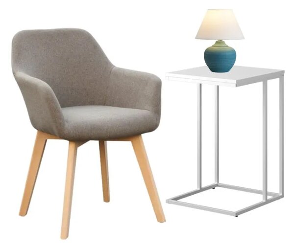 Home staging 3 részes szett - fotel asztali lámpa konzolasztal kék/ fehér