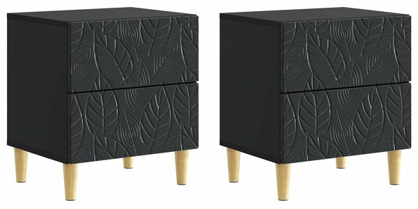 VidaXL Éjjeli asztal 2 pcs Fekete 43 x 34,5 x 48 cm Szerelt Fa