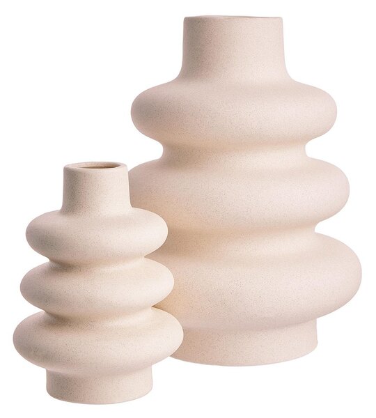 CURVES kőkerámia váza, krémszín 24cm