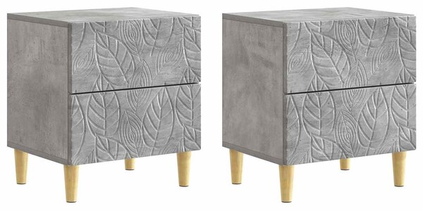 VidaXL Éjjeli asztal 2 pcs Betonszürke 43 x 34,5 x 48 cm Szerelt Fa