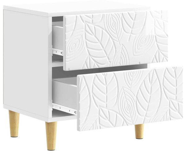VidaXL Éjjeli asztal 2 pcs Magasfényű Fehér 43 x 34,5 x 48 cm