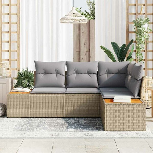 VidaXL Kerti Kanapé Szett párnával 5 pcs Világosszürke Poli rattan