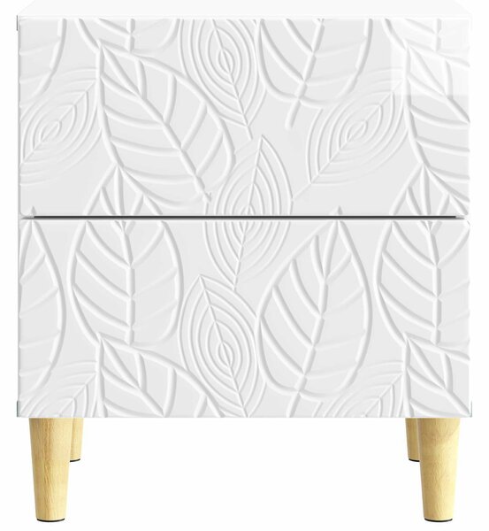 VidaXL Éjjeli asztal 2 pcs Magasfényű Fehér 43 x 34,5 x 48 cm
