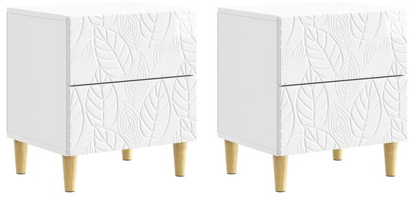 VidaXL Éjjeli asztal 2 pcs Magasfényű Fehér 43 x 34,5 x 48 cm