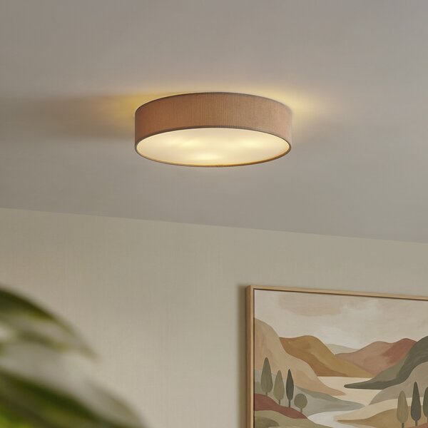 Modern mennyezeti lámpa taupe színben, bársonyernyővel, 46 cm, 3 ágú - Luz