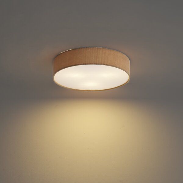 Modern mennyezeti lámpa taupe színben, bársonyernyővel, 46 cm, 3 ágú - Luz