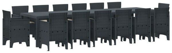 VidaXL 13 részes Kerti Étkezőgarnitúra - Fehér Polyrattan, 12 Székkel