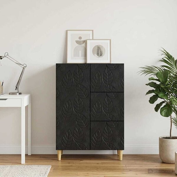 VidaXL Széf Fekete 66 x 34,5 x 90 cm Szerelt Fa