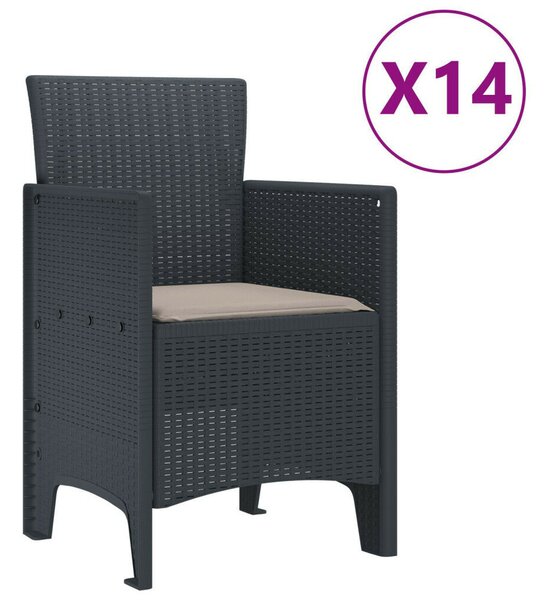 VidaXL 13 részes Kerti Étkezőgarnitúra - Fehér Polyrattan, 12 Székkel