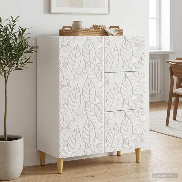 VidaXL Széf Magasfényű Fehér 66 x 34,5 x 90 cm Szerelt Fa