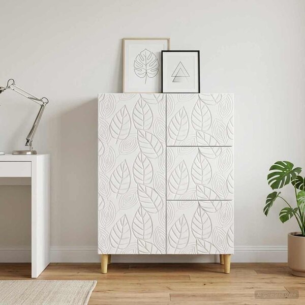 VidaXL Széf Magasfényű Fehér 66 x 34,5 x 90 cm Szerelt Fa