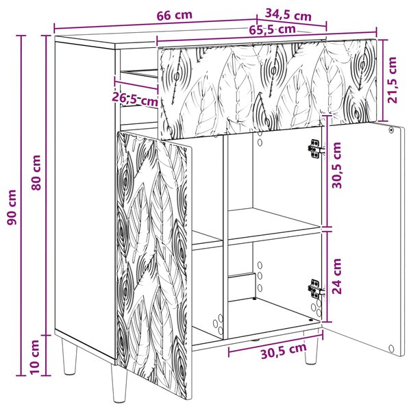 VidaXL Széf Antik Fa 66 x 34,5 x 90 cm Szerelt Fa