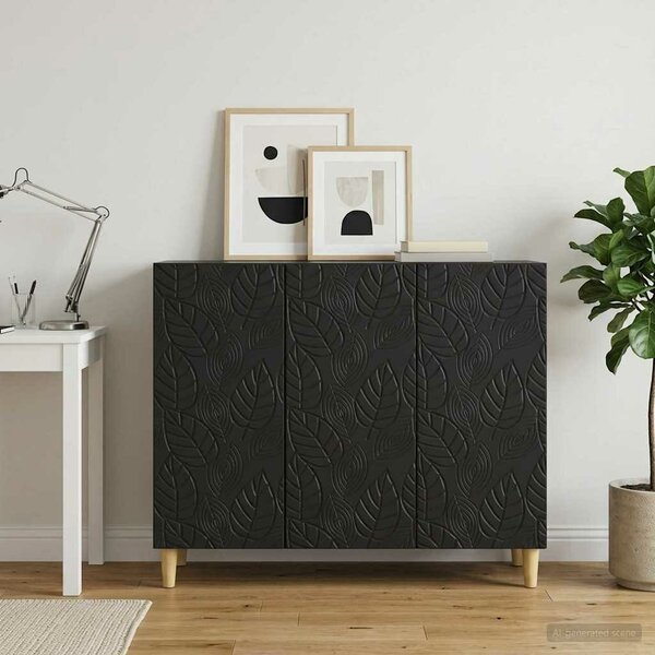 VidaXL Széf Fekete 89 x 34,5 x 80 cm Szerelt Fa