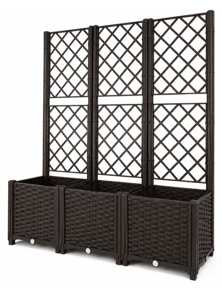 Aga Kerti virágláda rácsos támasztékkal 120x40x135 cm Barna