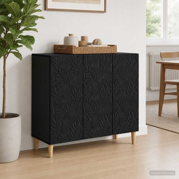 VidaXL Széf Fekete 89 x 34,5 x 80 cm Szerelt Fa
