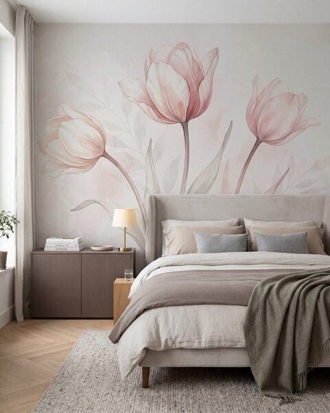 Fotótapéta Finom tulipánok akvarell stílusban, Fotótapéta virágok és növények, w10005 : Uwalls.hu