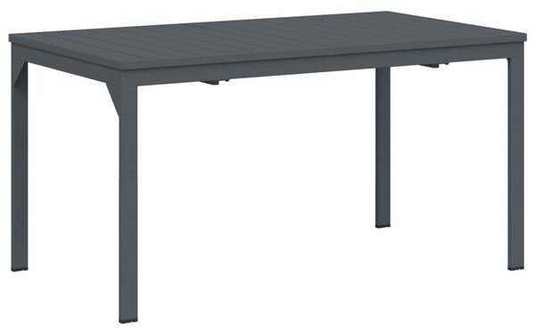 9 részes kerti étkező garnitúra fekete polirattan, bővíthető kerti asztal antracit (140-210)x90x73 cm acél