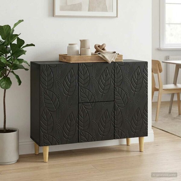 VidaXL Széf Fekete 89 x 34,5 x 60 cm Szerelt Fa