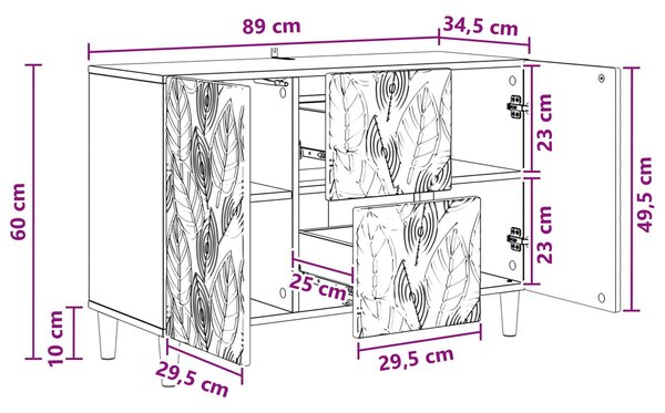 VidaXL Széf Fekete 89 x 34,5 x 60 cm Szerelt Fa