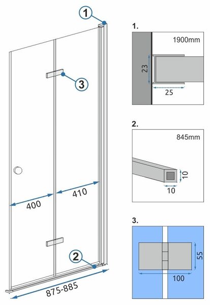 Rea Fold N2 - zuhanyajtó zuhanykabinhoz Fold 90cm, átlátszó üveg, króm profil, REA-K7442