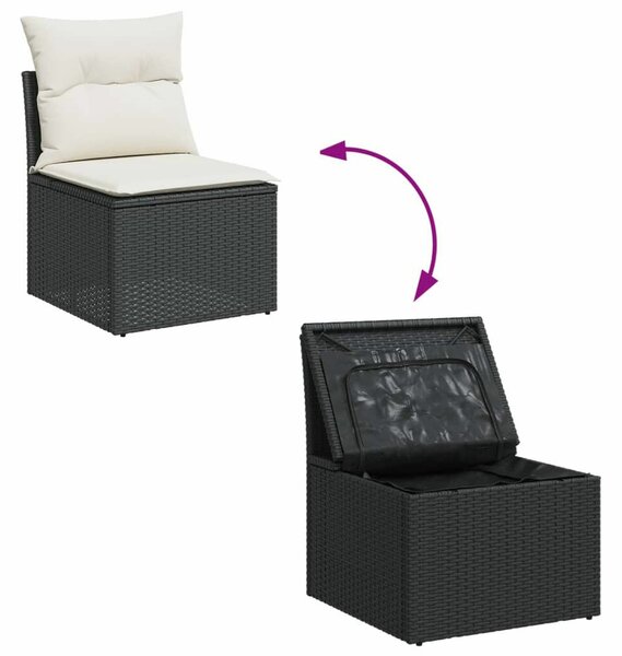 VidaXL 6 részes fekete polyrattan kerti ülőgarnitúra párnákkal
