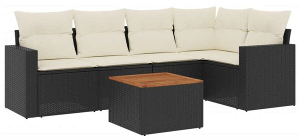 VidaXL 6 részes Kerti Ülőgarnitúra - Fekete Polyrattan