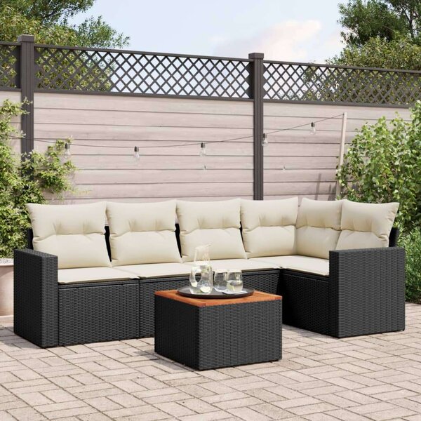 VidaXL 6 részes Kerti Ülőgarnitúra - Fekete Polyrattan
