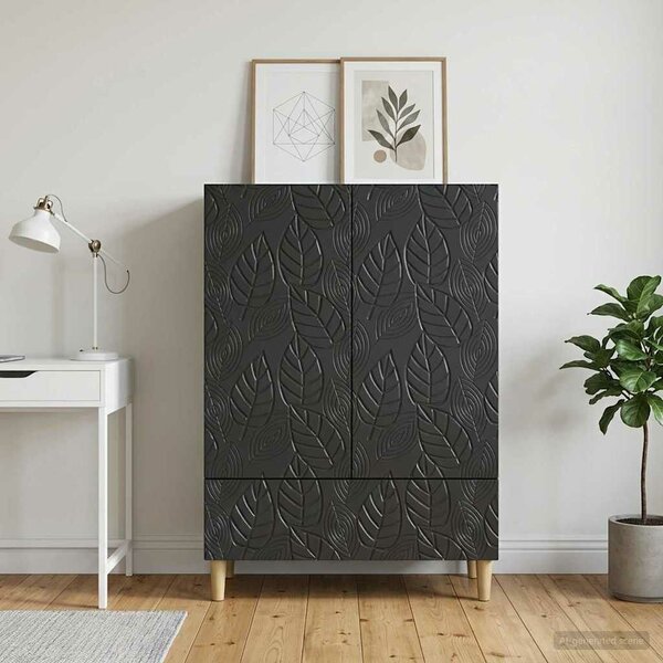 VidaXL Széf Fekete 66 x 34,5 x 95 cm Szerelt Fa
