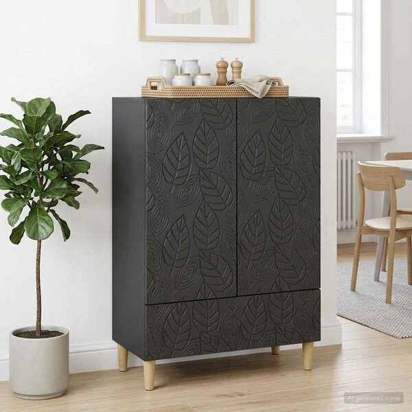 VidaXL Széf Fekete 66 x 34,5 x 95 cm Szerelt Fa