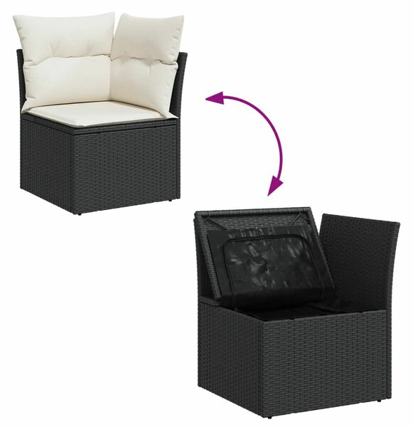 VidaXL 6 részes fekete polyrattan kerti ülőgarnitúra párnákkal