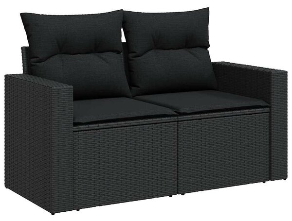 VidaXL 6 részes fekete polyrattan kerti ülőgarnitúra párnákkal