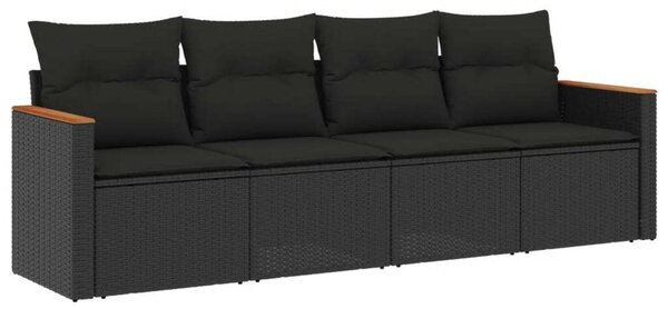 VidaXL 4 részes Polyrattan Kerti Ülőgarnitúra - Fekete
