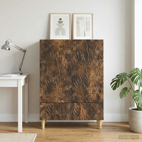 VidaXL Széf Füstös Tölgy 66 x 34,5 x 95 cm Szerelt Fa