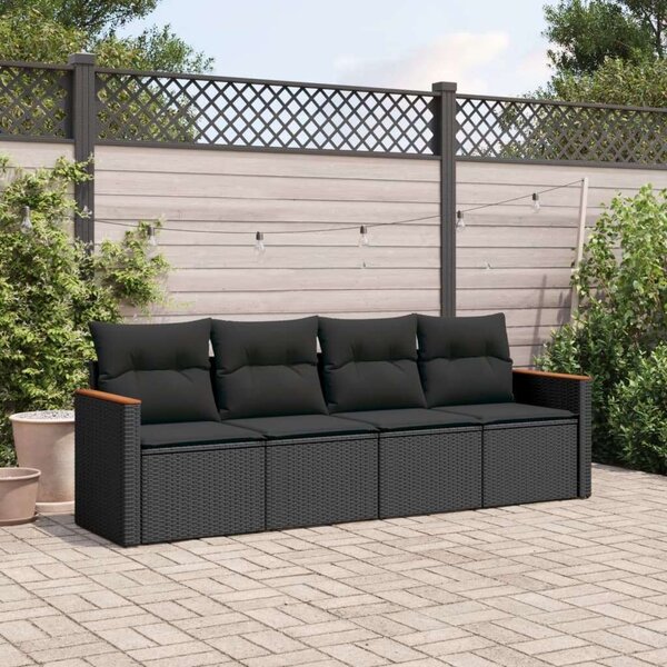 VidaXL 4 részes Polyrattan Kerti Ülőgarnitúra - Fekete