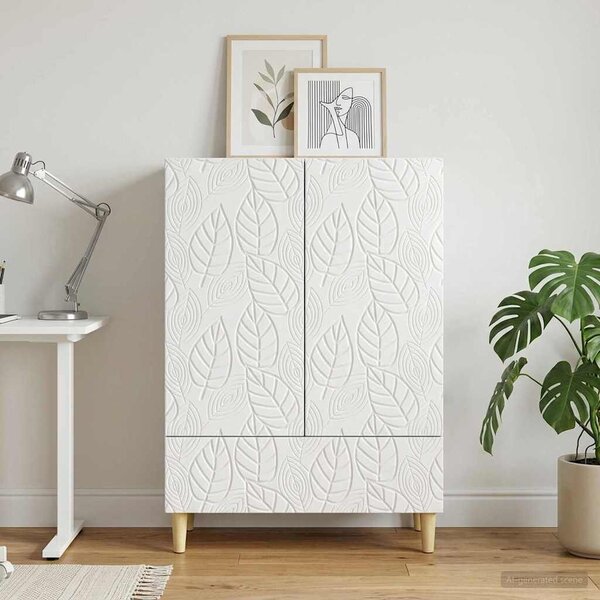 VidaXL Széf Magasfényű Fehér 66 x 34,5 x 95 cm Szerelt Fa