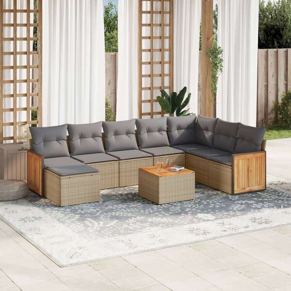 VidaXL Polyrattan Kerti Ülőgarnitúra - 9 részes - Bézs