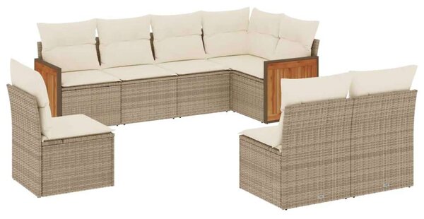 Polyrattan Kerti Ülőgarnitúra - 8 részes - Bézs