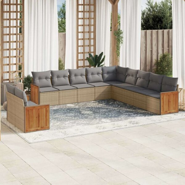 VidaXL Polyrattan Kerti Ülőgarnitúra - 11 részes - Bézs