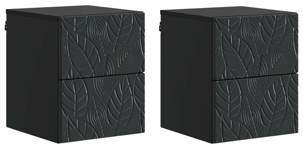 VidaXL Fali éjjeli szekrény 2 pcs Fekete 34,5 x 33 x 40 cm Szerelt Fa