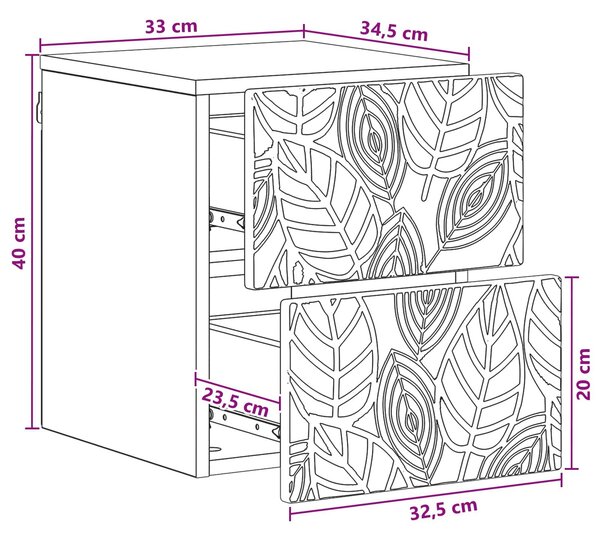 VidaXL Fali éjjeli szekrény 2 pcs Magasfényű Fehér 34,5 x 33 x 40 cm