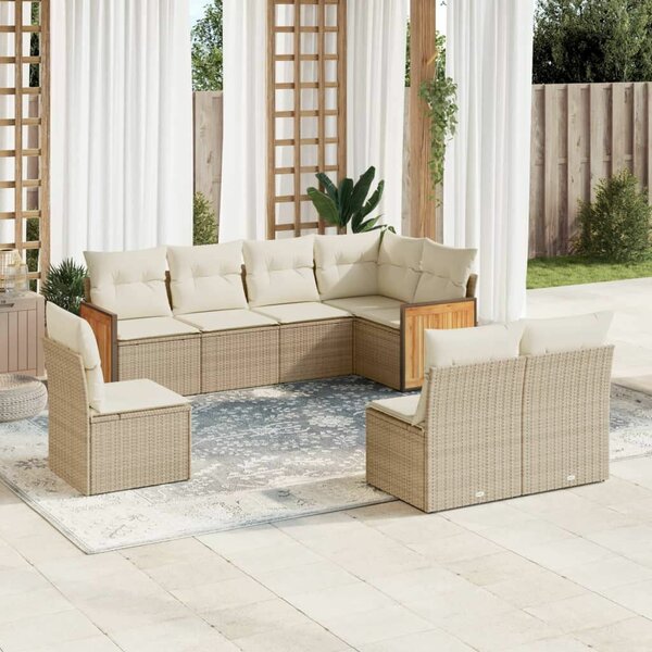 Polyrattan Kerti Ülőgarnitúra - 8 részes - Bézs