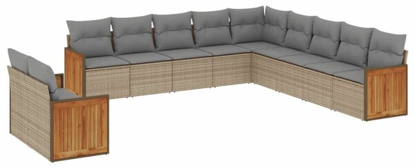 VidaXL Polyrattan Kerti Ülőgarnitúra - 11 részes - Bézs