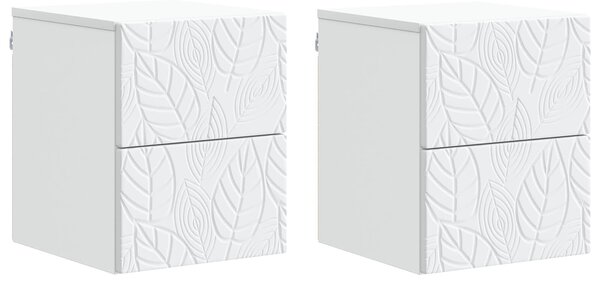 VidaXL Fali éjjeli szekrény 2 pcs Fehér 34,5 x 33 x 40 cm Szerelt Fa