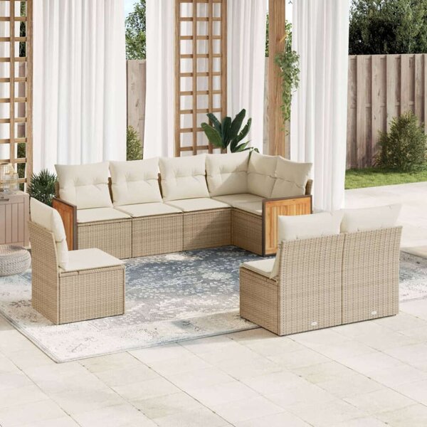 Polyrattan Kerti Ülőgarnitúra - 8 részes - Bézs